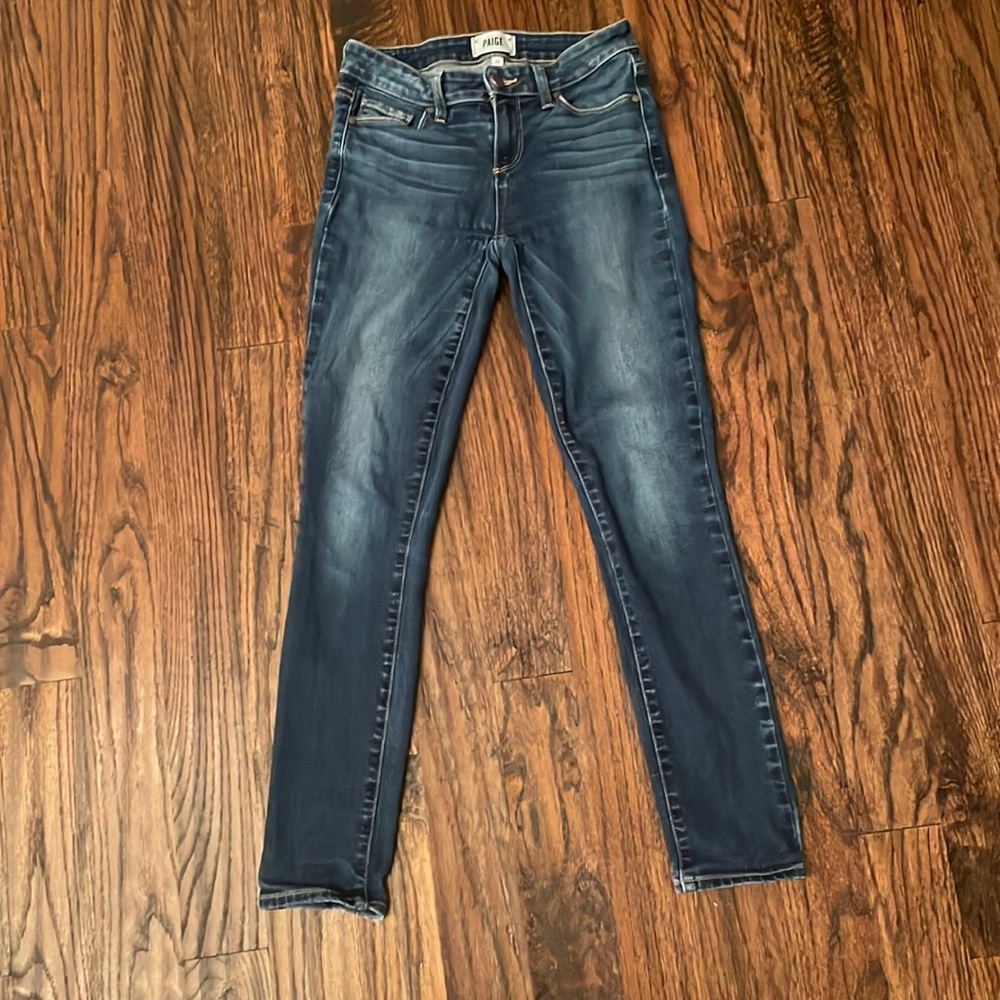 Paige skinny ankle peg blue jeans